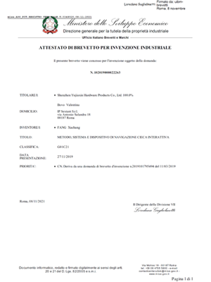 イタリア発明特許証書(shū)